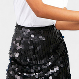 Elegante Mini Falda de Lentejuelas Veena en Negro, Dorado o Plata
