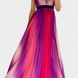 Vestido Cecilia Estampado Degradado Con Espalda Abierta y Plisado Elegante