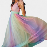 Vestido de Rayas Multicolor Gretchen con Elegante Escote en V