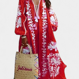 Vestido Alessia Estilo Bohemio con Manga Larga y Estampado Floral Elegante