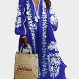 Vestido Alessia Estilo Bohemio con Manga Larga y Estampado Floral Elegante