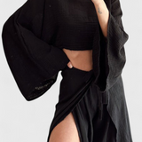 Elsie Conjunto Fluido con Kimono y Pantalón Cruzado - Estilo Elegante y Versátil