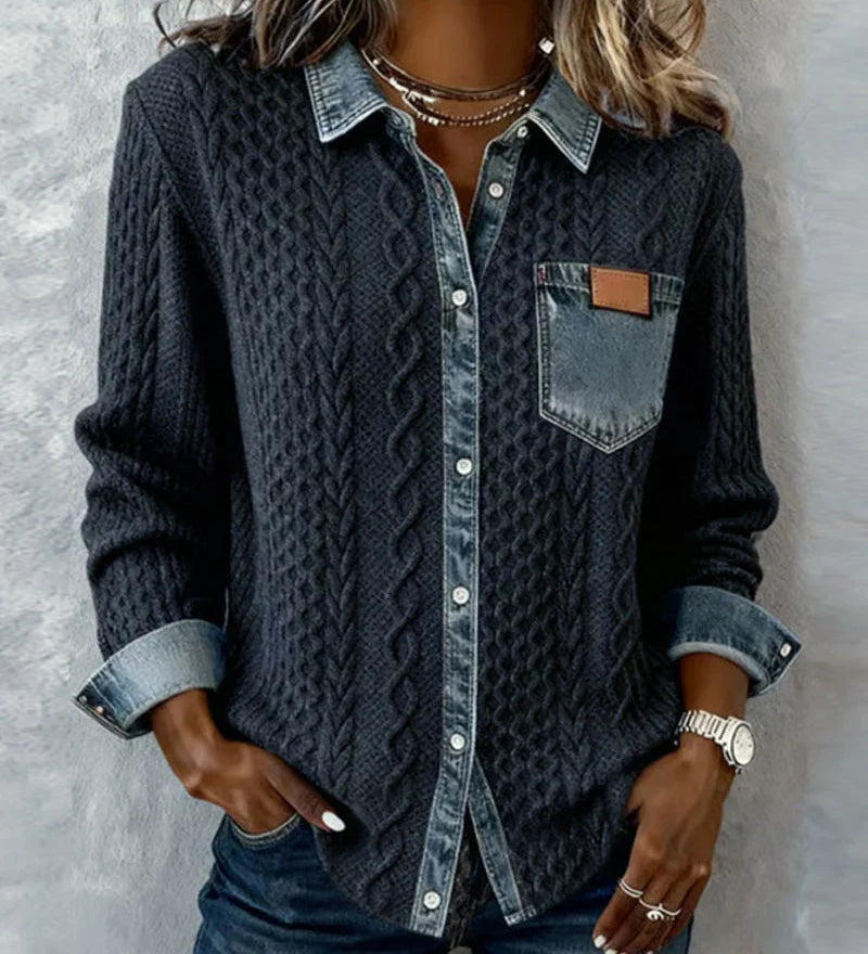 Simone Camisa Patchwork de Denim