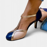 Elegantes Tacones Bicolor Hailey con Toque Sofisticado para un Estilo Único