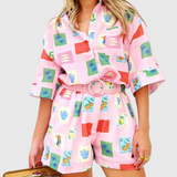 Conjunto de Estampado Rosa Paula para un estilo único y llamativo