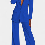 Conjunto de Blazer a Medida y Pantalones de Pierna Ancha de Estilo Elegante y Moderno