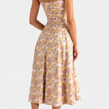 Elegante vestido midi en línea A con corsé para un estilo sofisticado