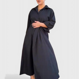 Elegante Vestido Largo Maxi Celina con Detalle de Solapa