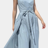 Vestido Largo Sin Tirantes con Cordones Laterales Ajustables para un Look Elegante y Estilizado