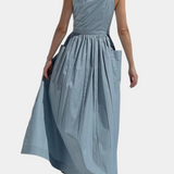 Vestido Largo Sin Tirantes con Cordones Laterales Ajustables para un Look Elegante y Estilizado