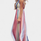 Vestido de Rayas Multicolor Gretchen con Elegante Escote en V