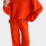 Conjunto de Algodón de 2 Piezas con Elegante Escote en V