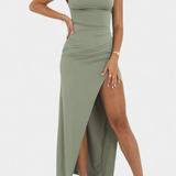 Viveka Vestido Elegante con Lazo en la Espalda y Comodidad Elástica para Corset Perfecto