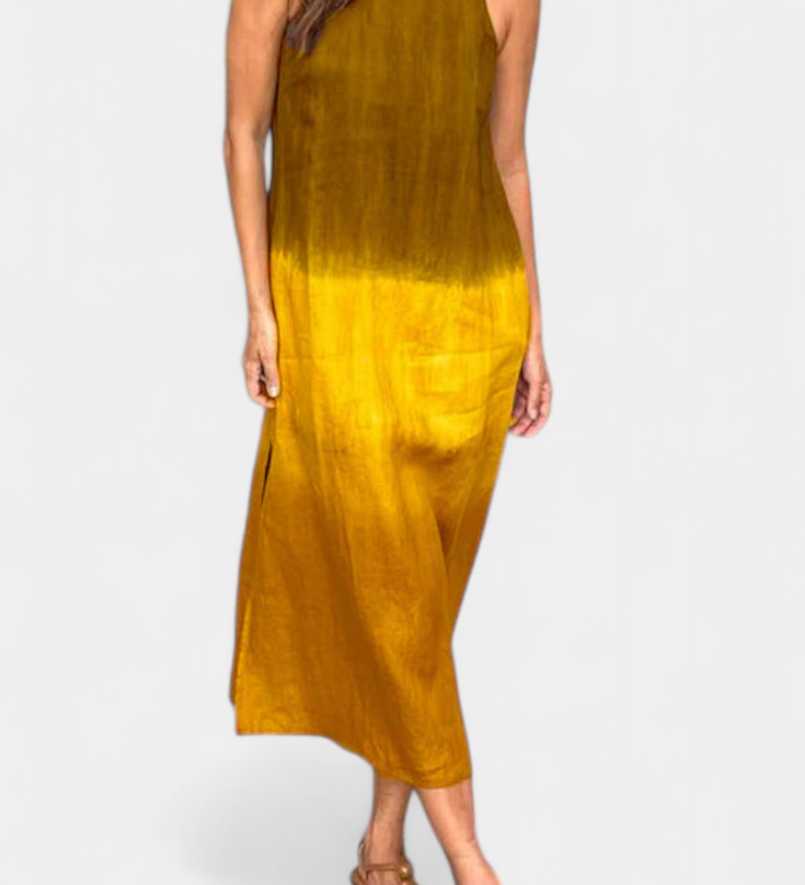 Taerra Vestido Sin Mangas de Estilo Tie-Dye en Degradé para un Look Vibrante y Moderno
