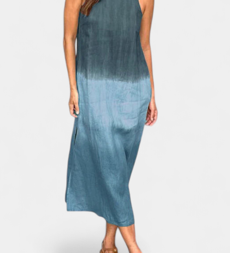 Taerra Vestido Sin Mangas de Estilo Tie-Dye en Degradé para un Look Vibrante y Moderno