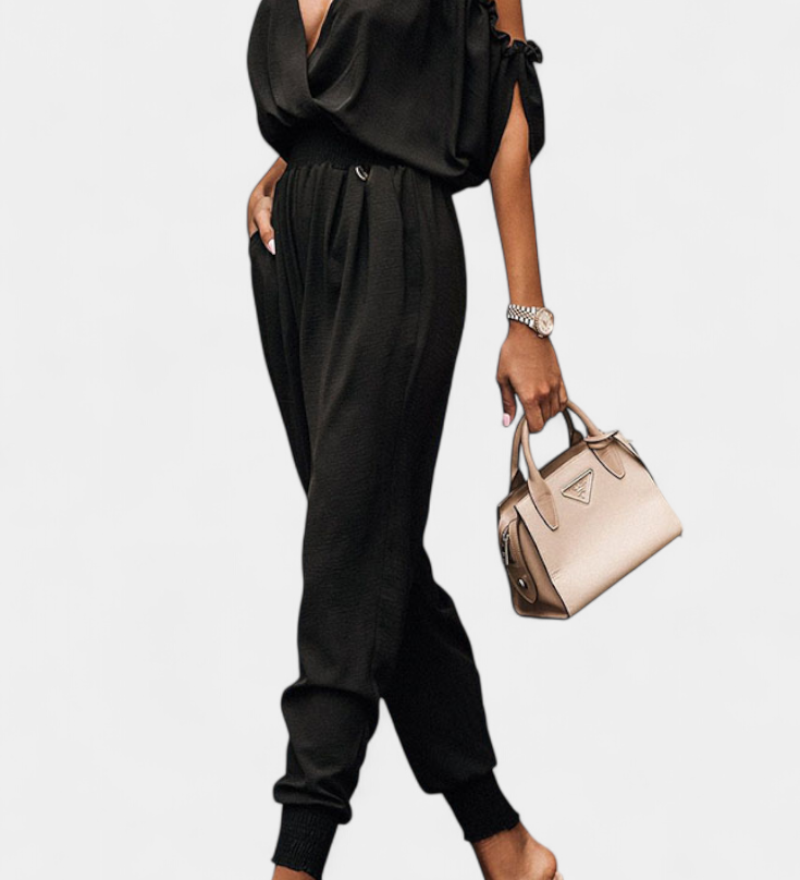 Elegante Blusa Solene Mono Casual con Hombros Descubiertos y Escote en V