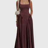 Elegante Vestido Midi Verona con Escote Cuadrado para Un Look Sofisticado