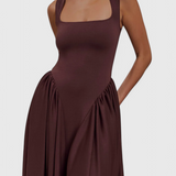 Elegante Vestido Midi Verona con Escote Cuadrado para Un Look Sofisticado