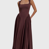 Elegante Vestido Midi Verona con Escote Cuadrado para Un Look Sofisticado