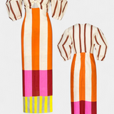 Alison Vestido Elegante y Confortable con Escote Frontal y Mangas Abullonadas