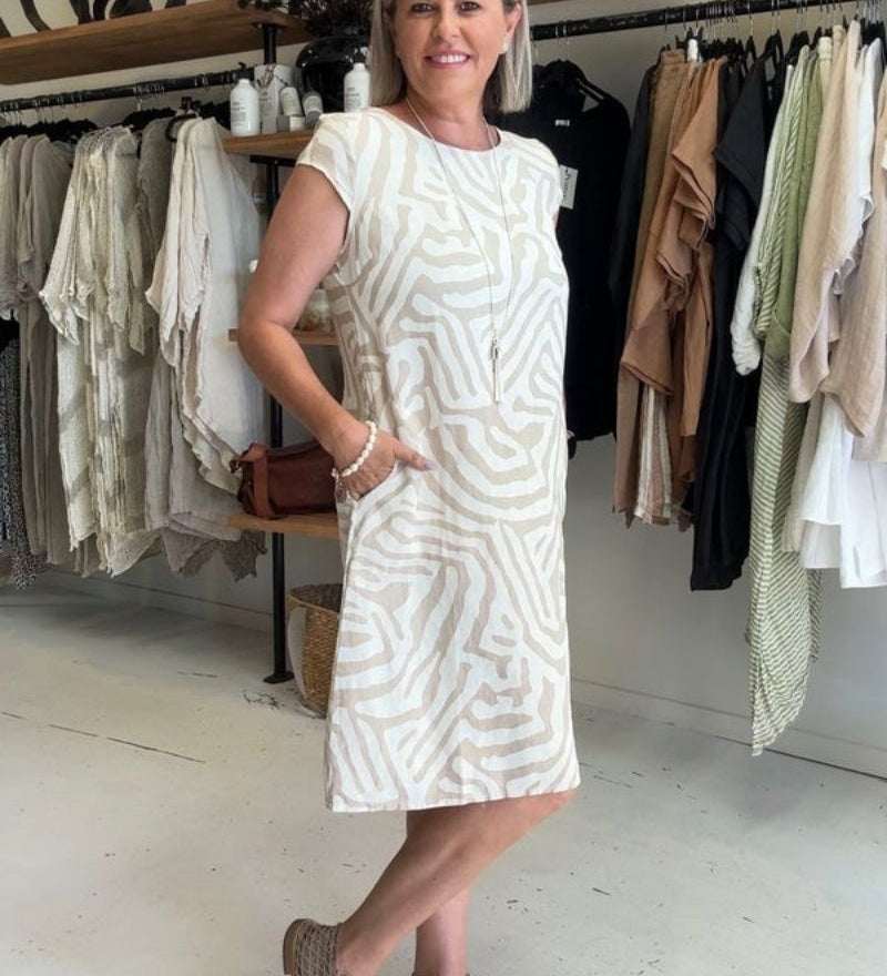 Noelia | Vestido con cuello redondo y bonito estampado