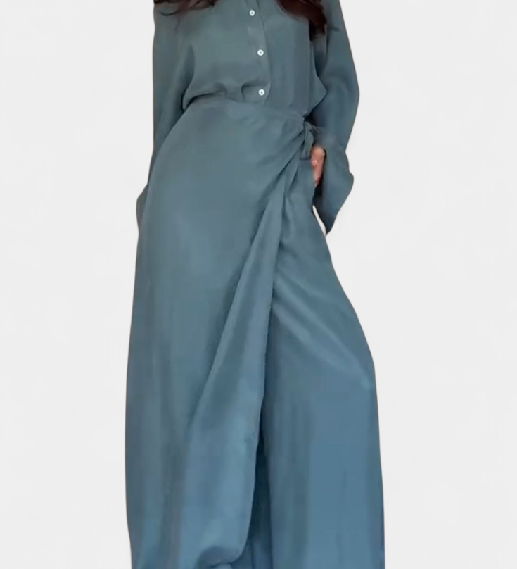 Conjunto Casual de Camisa Suelta y Pantalón con Falda - Estilo y Comodidad en un Solo Look