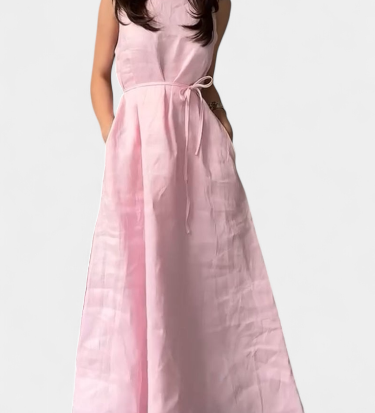 Vestido Suave sin Mangas Rosetta con Lazo Ajustable para un Look Elegante y Confortable