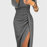 Alexa Vestido Maxi con Hombros Descubiertos, Abertura Elegante y Estilo Atractivo