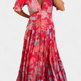 Lina Vestido Floral Elegante con Escote en V para un Look Confortable y Sofisticado
