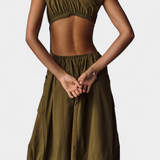 Vestido Midi Katana con Dobladillo de Burbujas y Corsé Ajustable para un Estilo Único