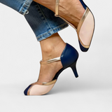 Elegantes Tacones Bicolor Hailey con Toque Sofisticado para un Estilo Único