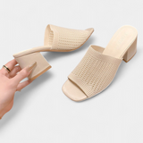 Sandalias de Tacón Christy con Malla Transpirable y Elegante Diseño Cuadrado