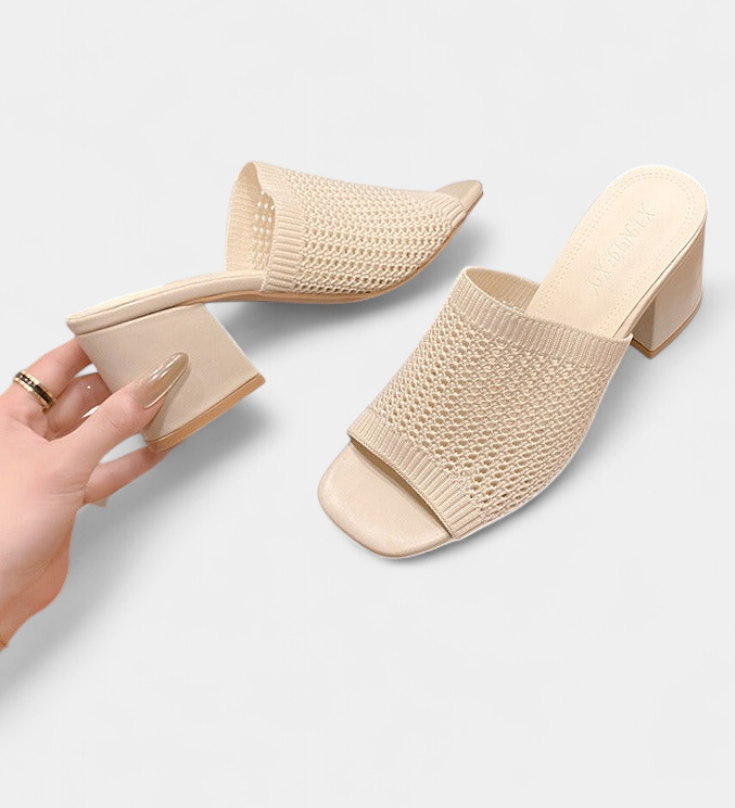 Sandalias de Tacón Christy con Malla Transpirable y Elegante Diseño Cuadrado