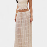 Eugenie Conjunto a Juego con Elegante Top Plisado y Falda Moderna