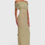 Barbara Vestido Maxi de Punto Off-Shoulder Elegante y Confortable