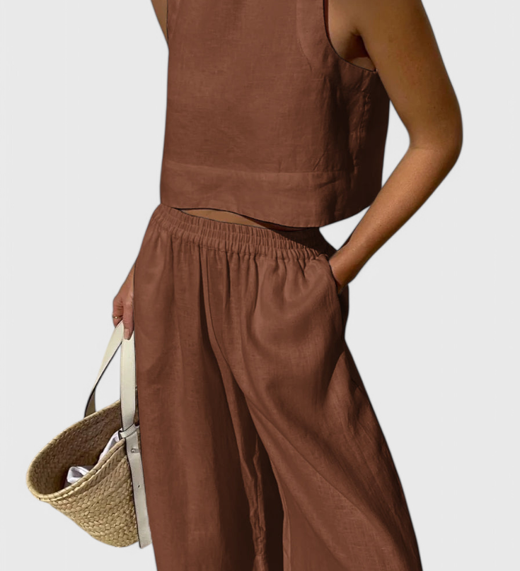 Avelina Conjunto Minimalista de Algodón y Lino Ligero para un Estilo Sofisticado