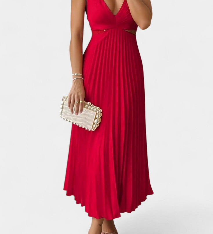 Vestido sin mangas Selena con plisado, corte lateral y elegante detalle torcido