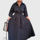 Elegante Vestido Largo Maxi Celina con Detalle de Solapa