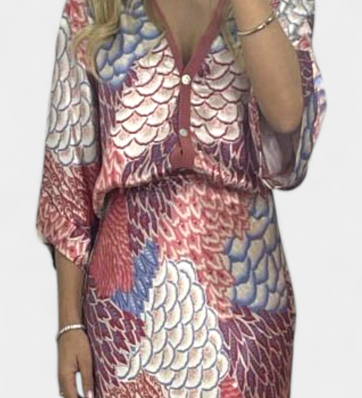 Conjunto Elegante de Blusa y Falda de Cola de Pez con Estampado Floral