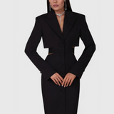 Vestido Blazer Midi Bernice con Diseño Elegante y Espalda Descubierta