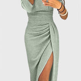 Alexa Vestido Maxi con Hombros Descubiertos, Abertura Elegante y Estilo Atractivo