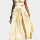 Elegante Conjunto Largo Jocelyn con Escote Alto y Detalle de Abertura Lateral para un look Minimalista y Sofisticado