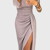 Alexa Vestido Maxi con Hombros Descubiertos, Abertura Elegante y Estilo Atractivo