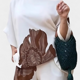 Conjunto Floral de Dos Piezas Sybella con Hombro Descubierto y Pantalón Recto Elegante y Cómodo