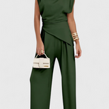 Conjunto Sofía de Hombros Asimétricos y Drapeados Elegantes