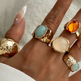 Elegante conjunto de anillos abiertos con brillante detalle de Strass