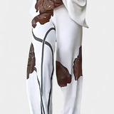 Conjunto Floral de Dos Piezas Sybella con Hombro Descubierto y Pantalón Recto Elegante y Cómodo