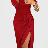 Alexa Vestido Maxi con Hombros Descubiertos, Abertura Elegante y Estilo Atractivo