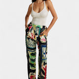 Arce Pantalones de cintura alta con estampado floral y corte recto para un estilo elegante