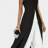 Alicia Conjunto Bicolor Elegante Sin Mangas con Pantalones Anchos para un Look Sofisticado